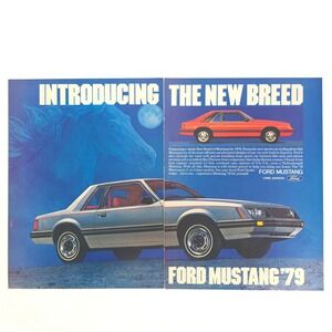 Vintage Ford Mustang Print Ad Coupe Silver Fox Body 1979 Car Show Display Promo